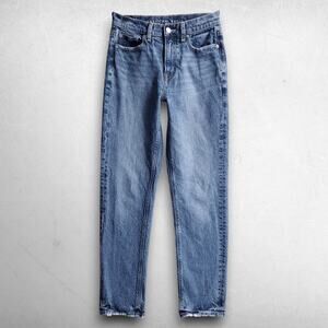 American Eagle Super High Rise Straight Jeans Faded Distressed Women 0 Blue